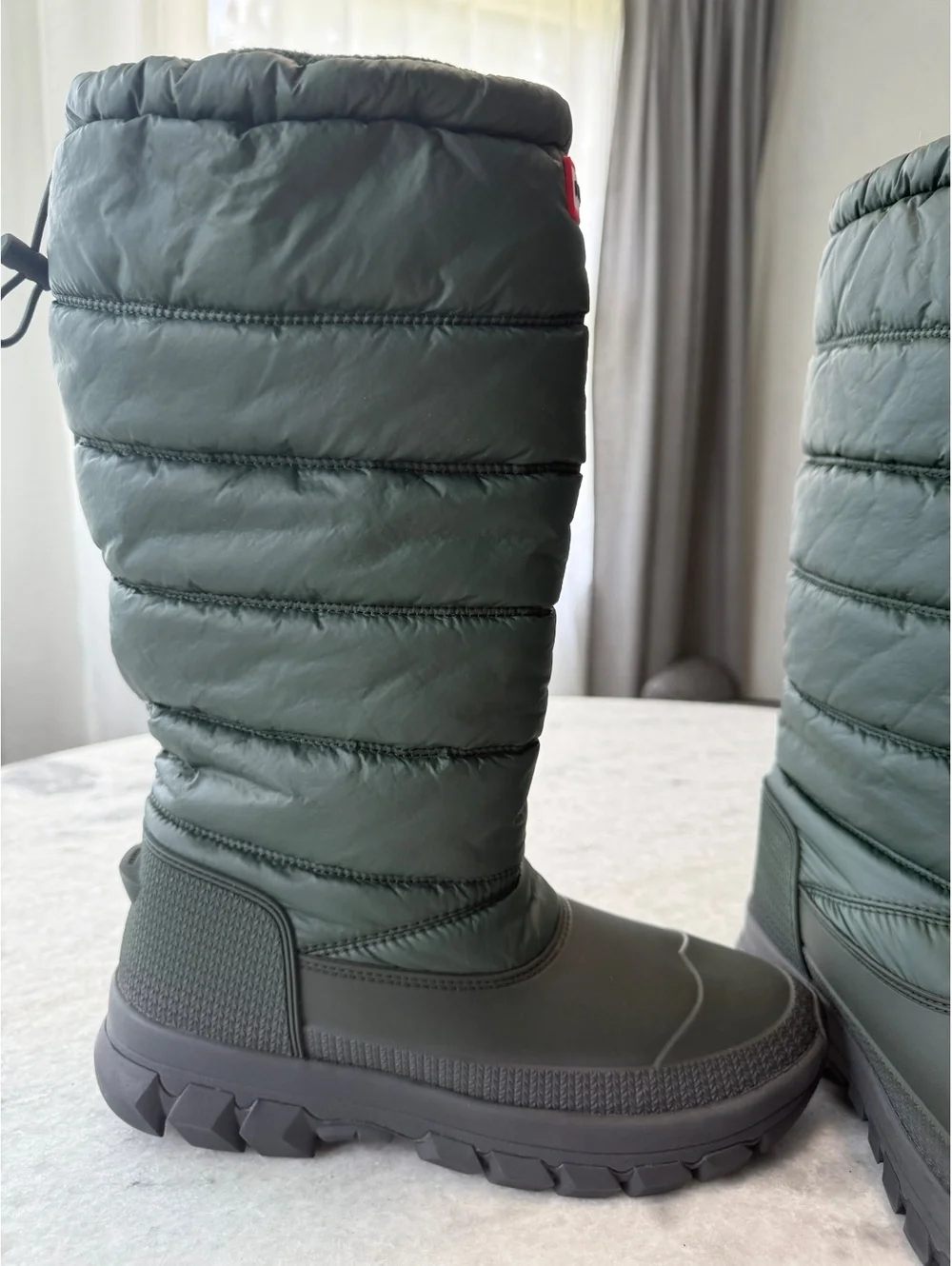 Hunter Women's Intrepid Tall Snow Boots in an olive or willow green hue Size 8